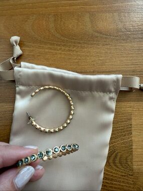 J. Crew Gold Hoop Earrings with Teal Stones